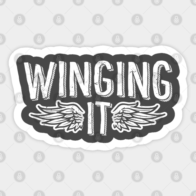 Airplane Pilot T-Shirt Winging It Airplane Flying Pun Sticker by Uinta Trading